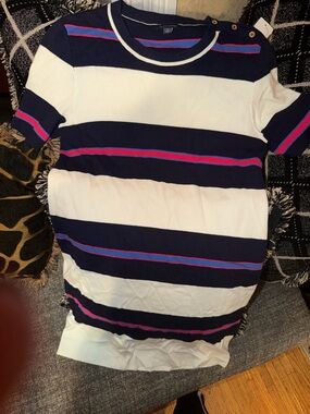 Tommy Hilfiger Navy, White & Pink Striped Short Sleeve Kids Tee